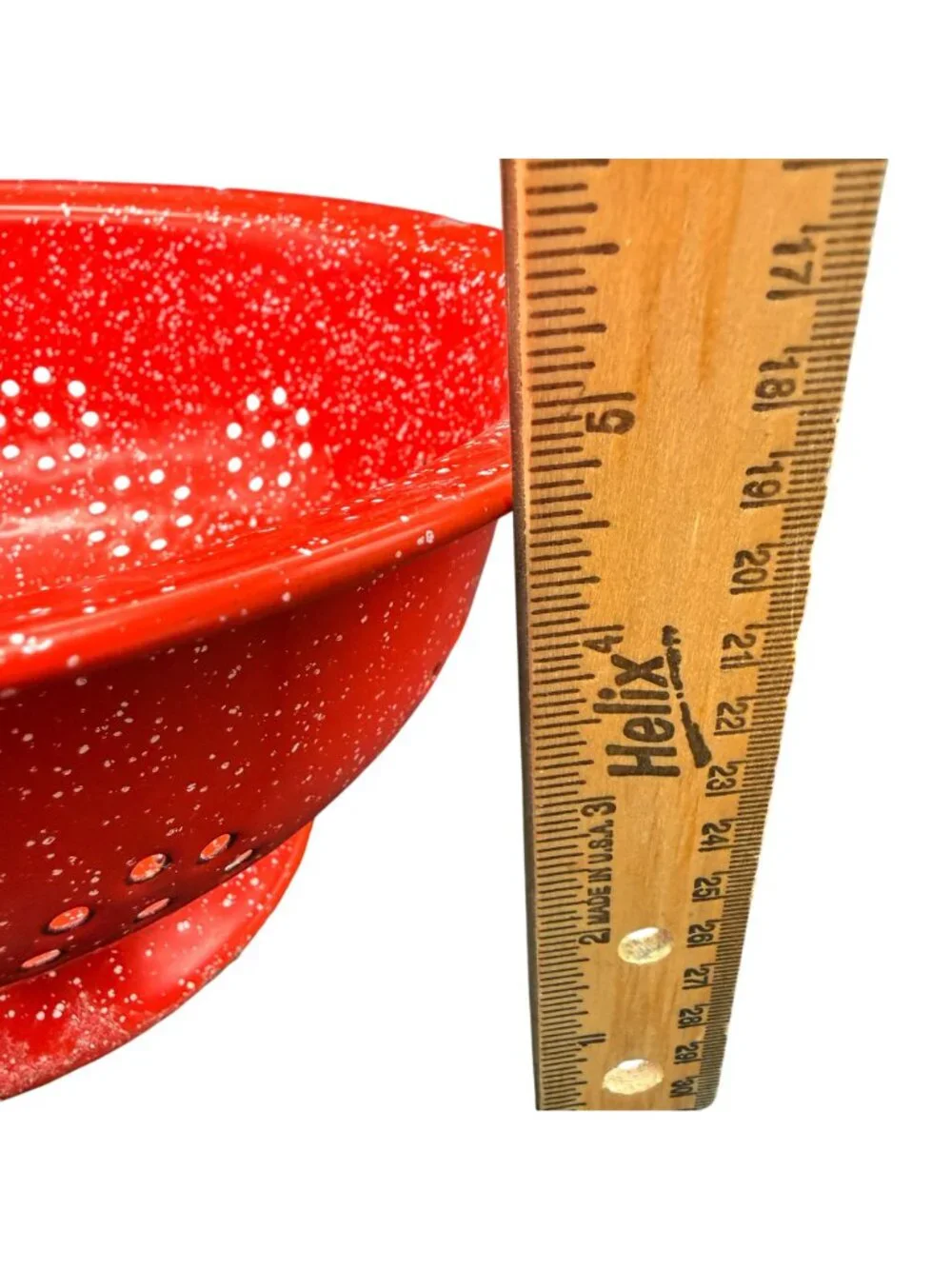Red Speckled Enamelware Footed Colander 10-Inch Two-Handle Kitchen Strainer